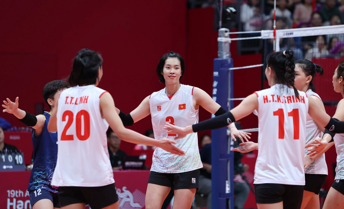 Bóng chuyền nữ Việt Nam lần đầu lọt Top 4 đội mạnh nhất ASIAD. Ảnh: TTXVN