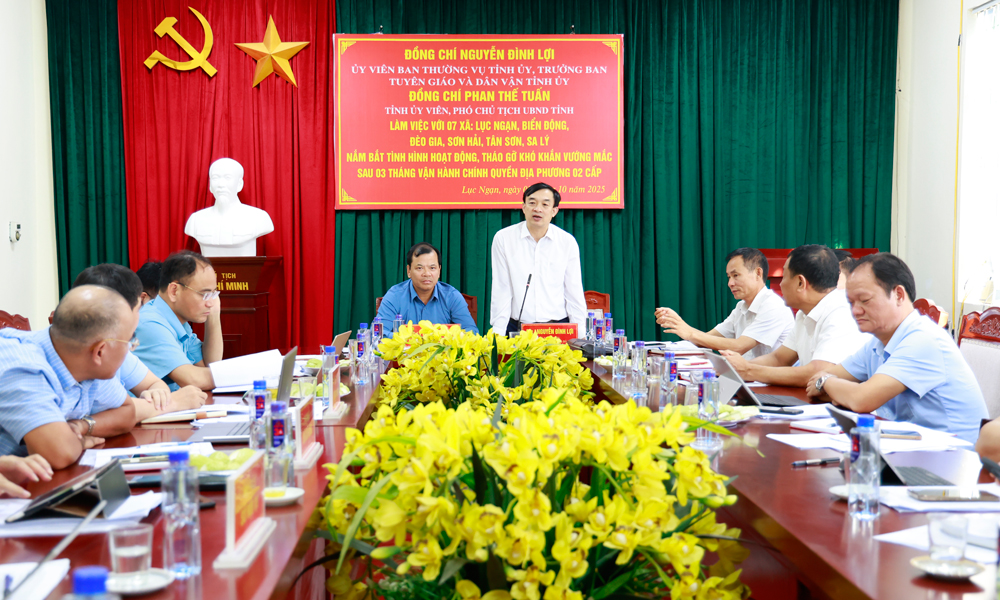 Các đồng chí: Nguyễn Đình Lợi, Phan Thế Tuấn chủ trì buổi làm việc.