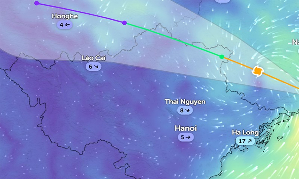 Vị trí áp thấp nhiệt đới lúc 8 giờ 20 phút ngày 6/10.