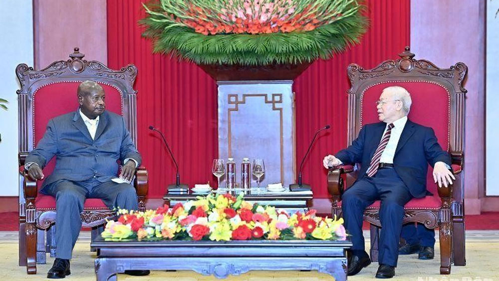 Tổng Bí thư Nguyễn Phú Trọng và Tổng thống Cộng hòa Uganda Yoweri Kaguta Museveni tại buổi tiếp.