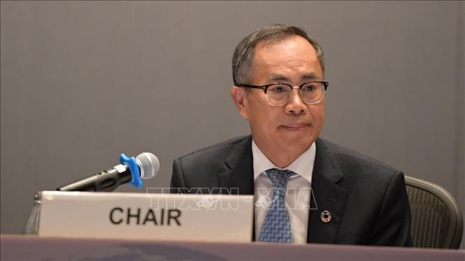 Đại sứ Việt Nam tại Thái Lan Phan Chí Thành chủ trì phiên thảo luận tại Khoá họp lần thứ 4 Ủy ban Chính sách kinh tế vĩ mô, giảm nghèo và tài chính cho phát triển khu vực châu Á - Thái Bình Dương. Ảnh: Đỗ Sinh/TTXVN