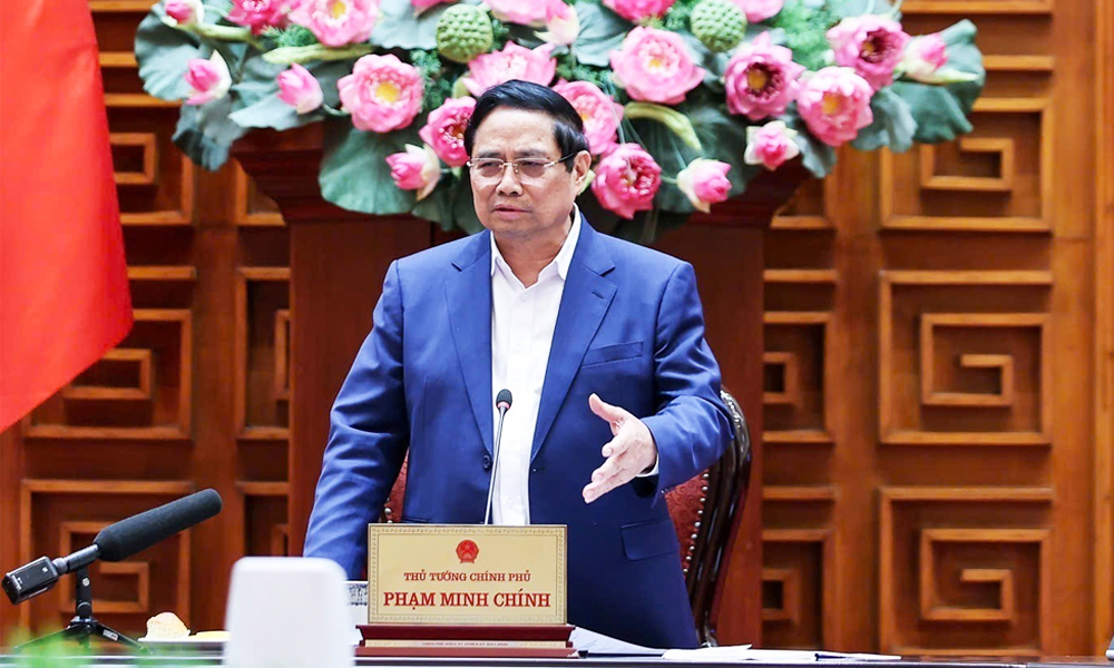 Thủ tướng Chính phủ Phạm Minh Chính phát biểu ý kiến tại cuộc họp. (Ảnh: TTXVN)
