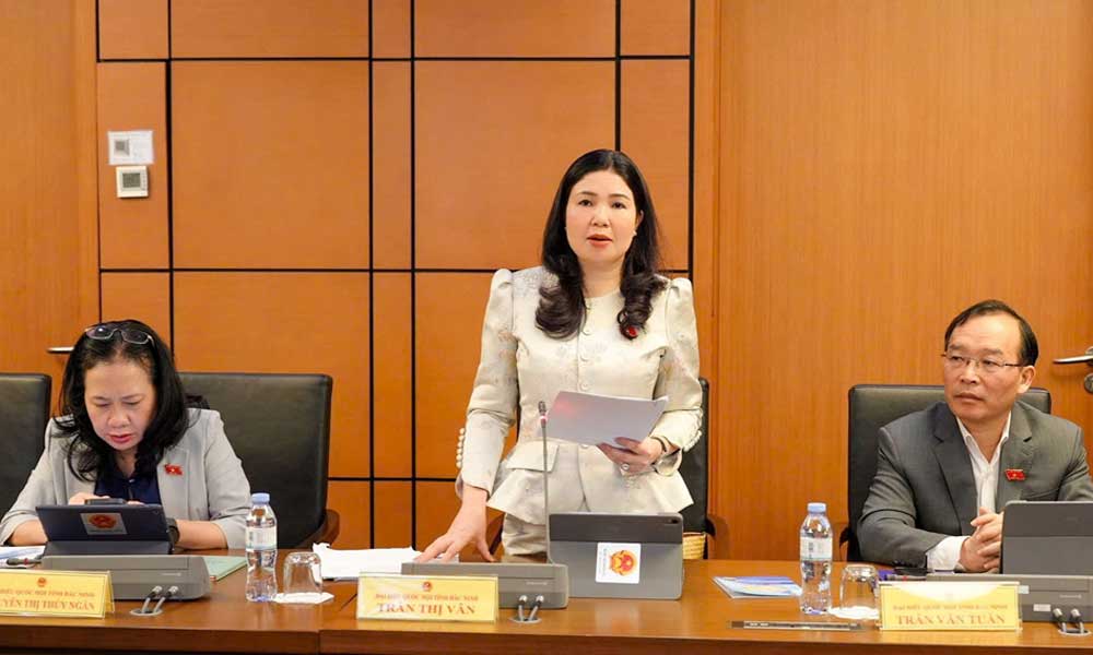 Phó Trưởng Đoàn đại biểu Quốc hội tỉnh Bắc Ninh Trần Thị Vân phát biểu thảo luận tại tổ ngày 6/11. Ảnh minh họa.