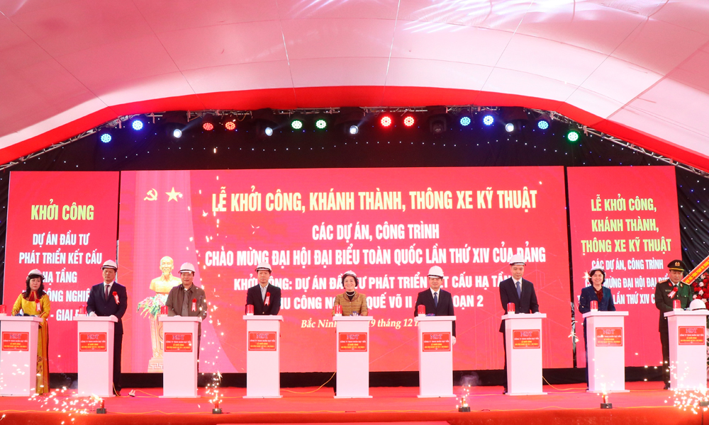 Phó Thủ tướng Chính phủ cùng các đại biểu phát lệnh khởi công dự án.