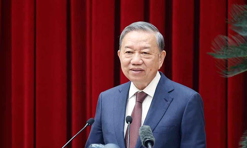 Tổng Bí thư Tô Lâm phát biểu tại cuộc gặp mặt.