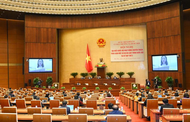 Quang cảnh hội nghị đại biểu Quốc hội chuyên trách thảo luận về dự án Luật Điện ảnh (sửa đổi). (Ảnh: DUY LINH)