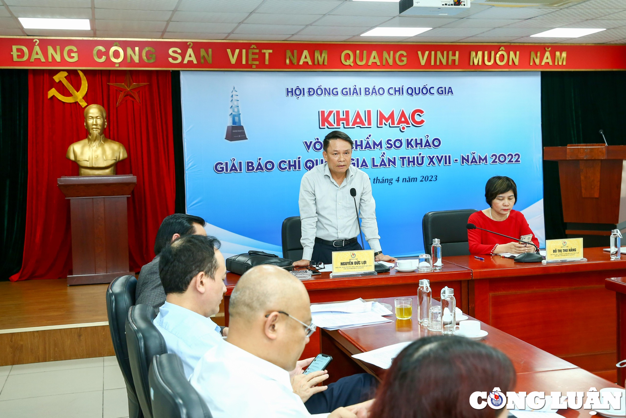 Nhà báo Nguyễn Đức Lợi, Phó Chủ tịch thường trực Hội Nhà báo Việt Nam, Chủ tịch Hội đồng sơ khảo Giải báo chí Quốc gia lần thứ 17 năm 2022 phát biểu tại buổi khai mạc.