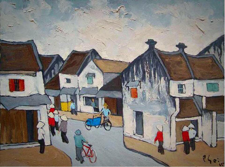 Tranh Phố Hàng Giày của Bùi Xuân Phái - Ảnh: Facebook Bùi Xuân Phái