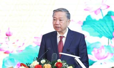 Tổng Bí thư Tô Lâm phát biểu tại buổi lễ.