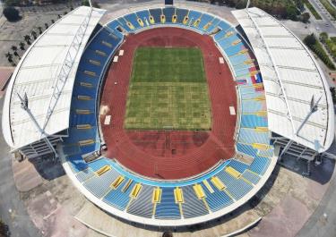 Toàn cảnh sân vận động quốc gia Mỹ Đình, thời điểm tiền SEA Games 31. (Ảnh: TTXVN)