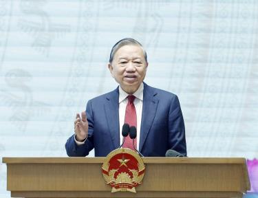 Tổng Bí thư Tô Lâm phát biểu chỉ đạo Hội nghị. (Ảnh: TTXVN)