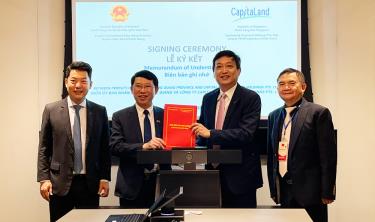 Chủ tịch UBND tỉnh Lê Ánh Dương ký biên bản hợp tác đầu tư với Tập đoàn CapitaLand tại Bắc Giang.
