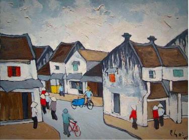 Tranh Phố Hàng Giày của Bùi Xuân Phái - Ảnh: Facebook Bùi Xuân Phái