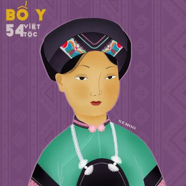 Hình ảnh người phụ nữ trong trang phục dân tộc được khắc họa theo phong cách tranh Hàng Trống.